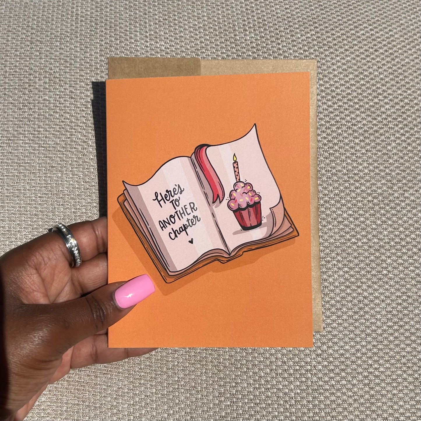 “Here’s to Another Chapter” Bookish Birthday Card