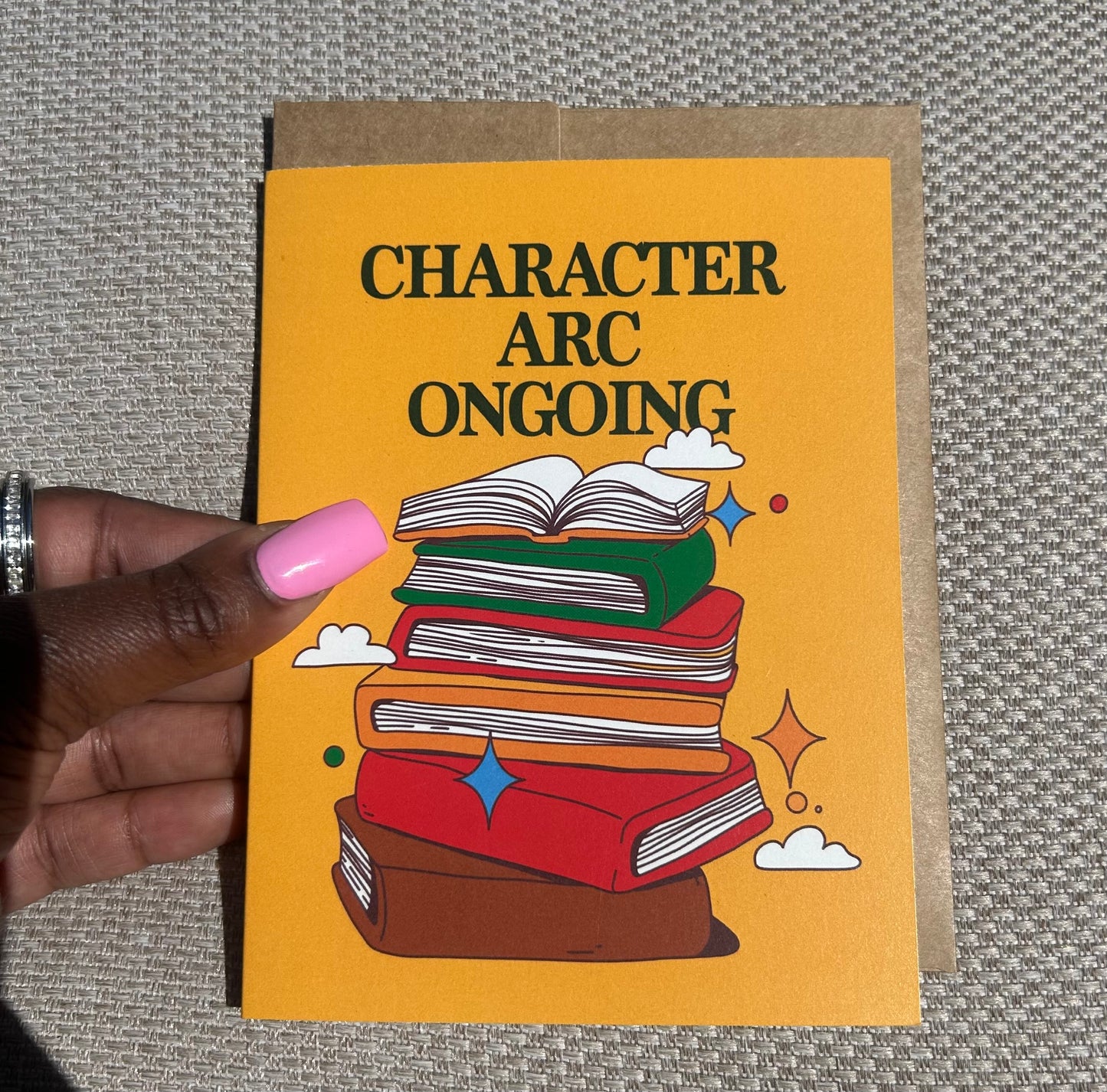 "Character Arc Ongoing" Bookish Birthday Card